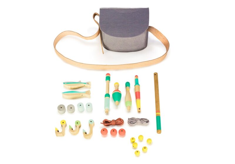 Angel-Set "Tasche, Angel, Haken und Fische"
