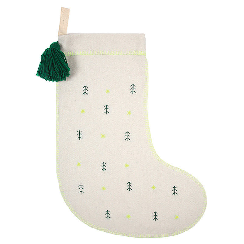 Bestickte Weihnachtssocke "Bäume"
