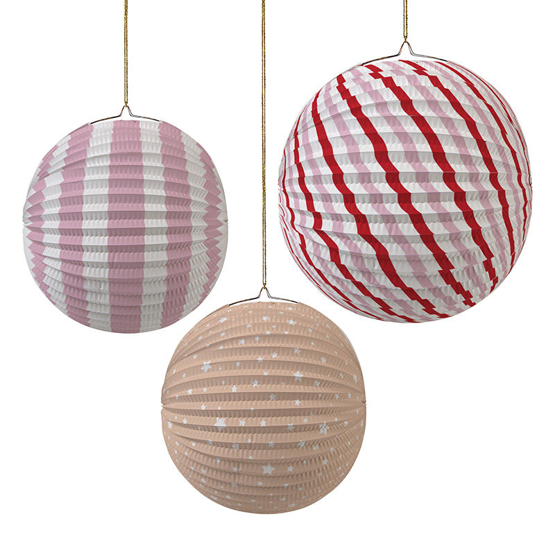 Hängedekoration - Runde Lampions "Pastel Pink"