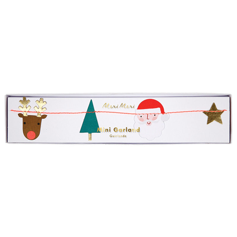 Mini-Girlande "Weihnachtsmann und Rentier"