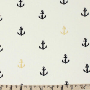 Birch Fabrics - Inkwell - Little Anchors in Black / Metallic