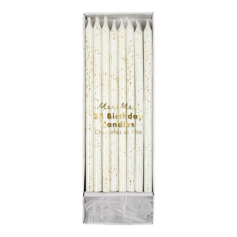 Meri Meri - 24 Birthday Candles - Gold Glitter