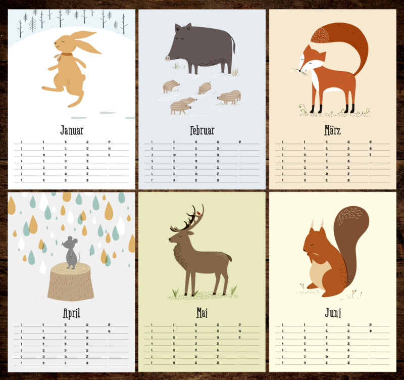 Kalender DIN A4 - Tiere des Waldes – Bild 2