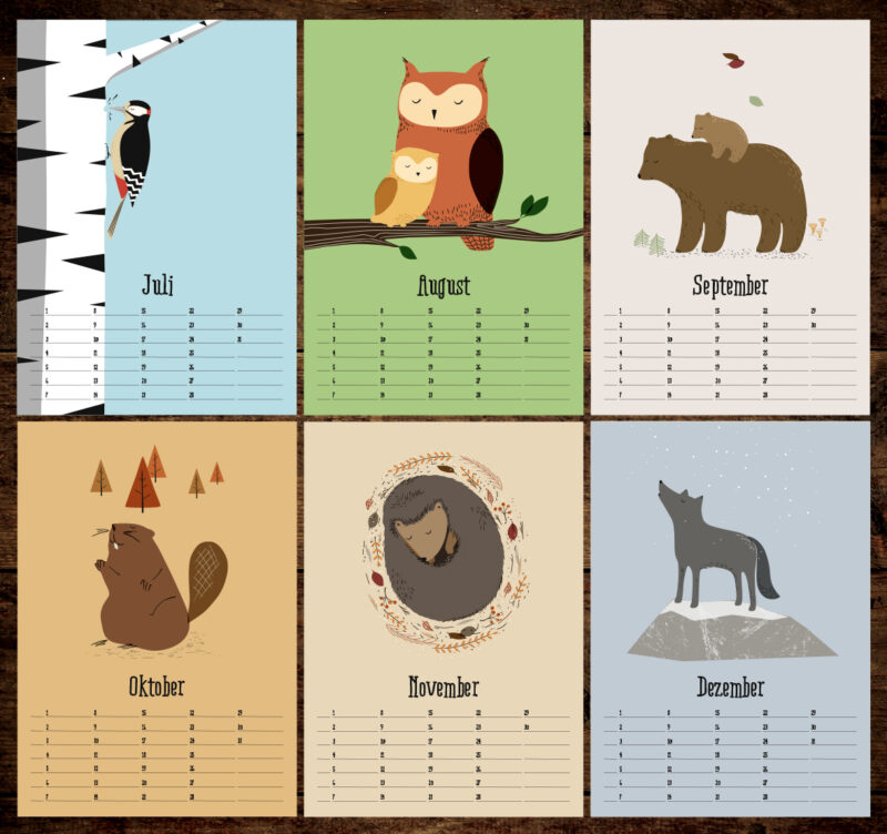 Kalender DIN A4 - Tiere des Waldes – Bild 3