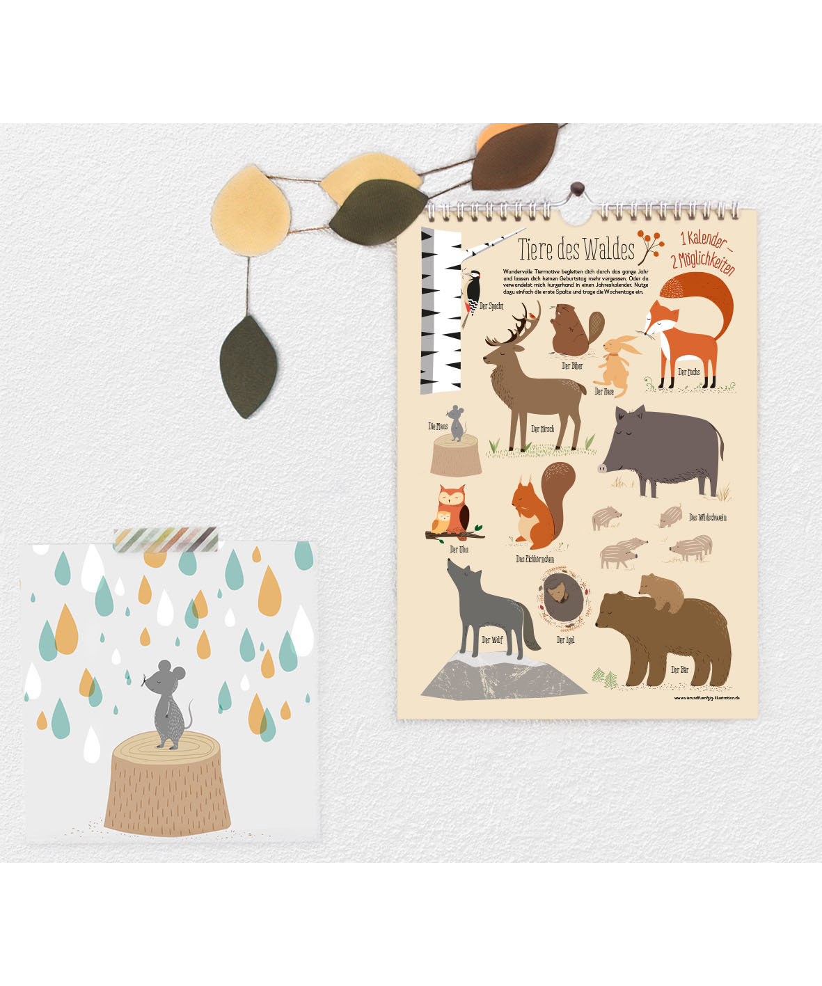 Vierundfunfzig Illustration Kalender Din A4 Tiere Des Waldes Lottiklein