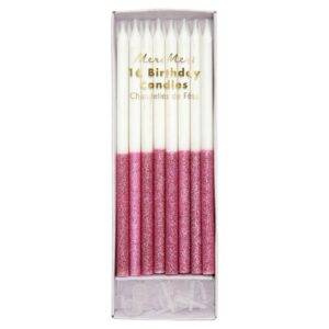 Meri Meri - Dark Pink Glitter Dipped Candles
