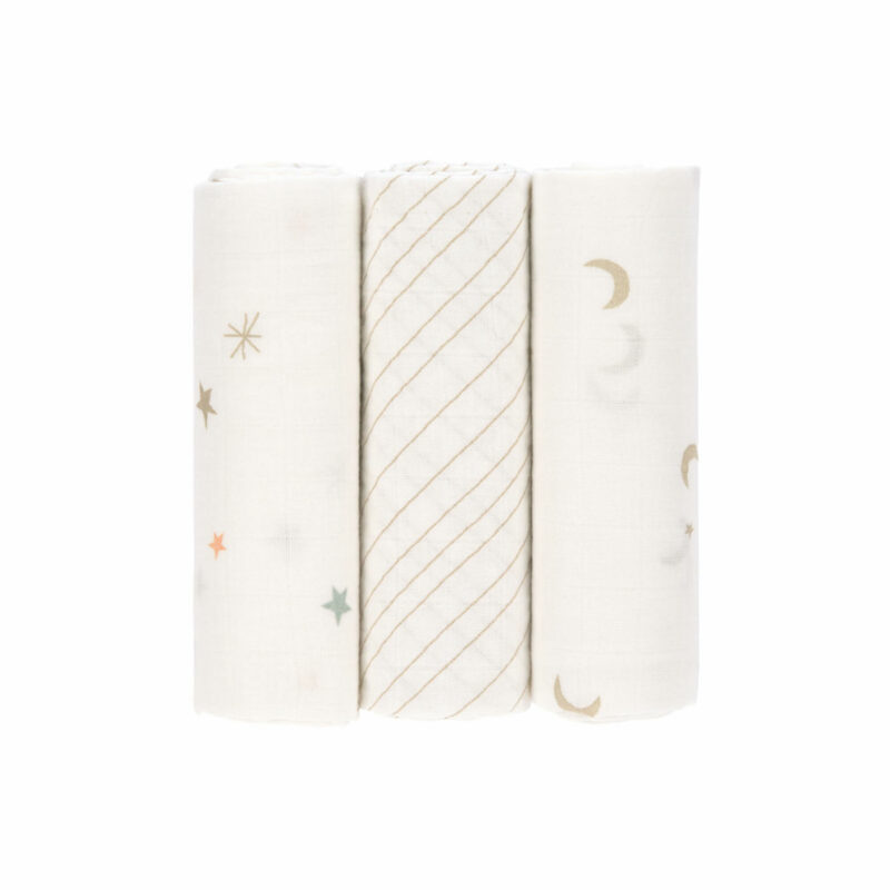 Mulltücher - Heavenly Soft Swaddle L, Stars & Moon Gold