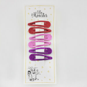 Ella & Monster - Glitter Clip Three Haarspangen rot/rosa/violett
