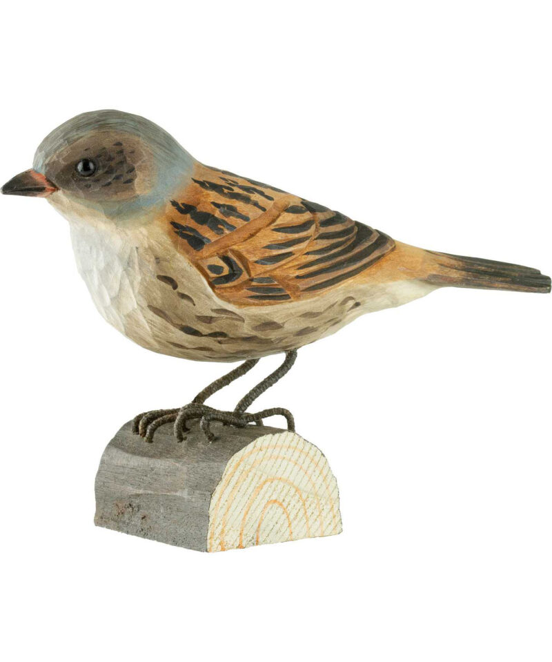 Handgeschnitzter Vogel "Heckenbraunelle"