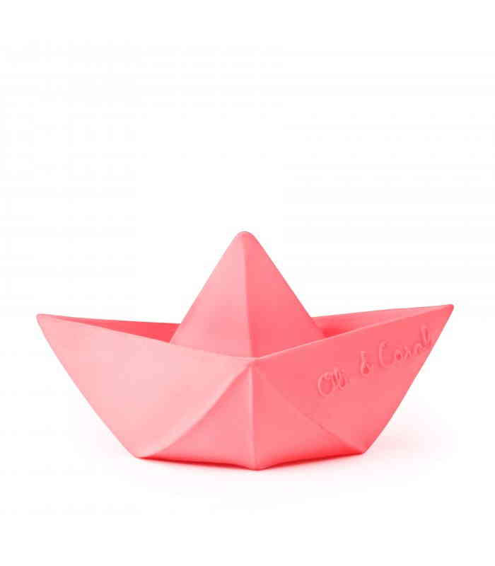 Oli&Carol BabySpielzeug aus Naturkautschuk "Origami Boat" Pink