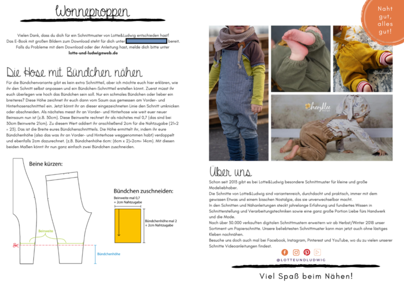 Papierschnittmuster in Gr. 50 bis 110 mit Download-Anleitung