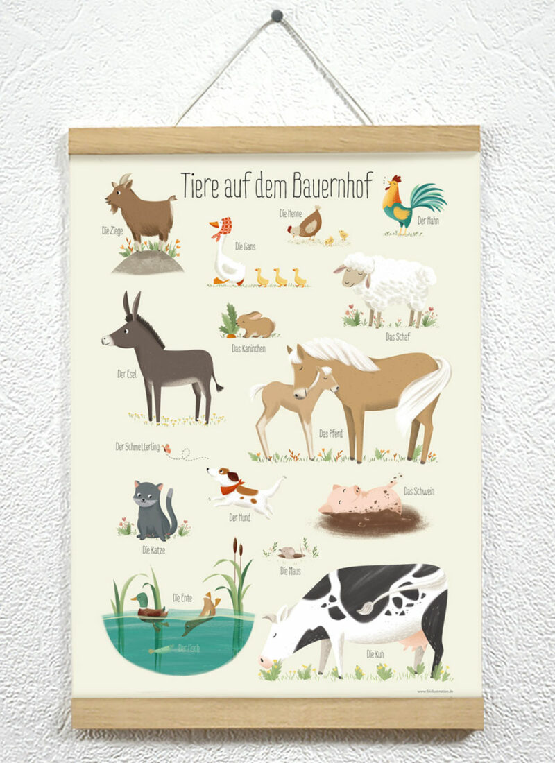 Vierundfünfzig Illustration - Tiere auf dem Bauernhof DIN A3