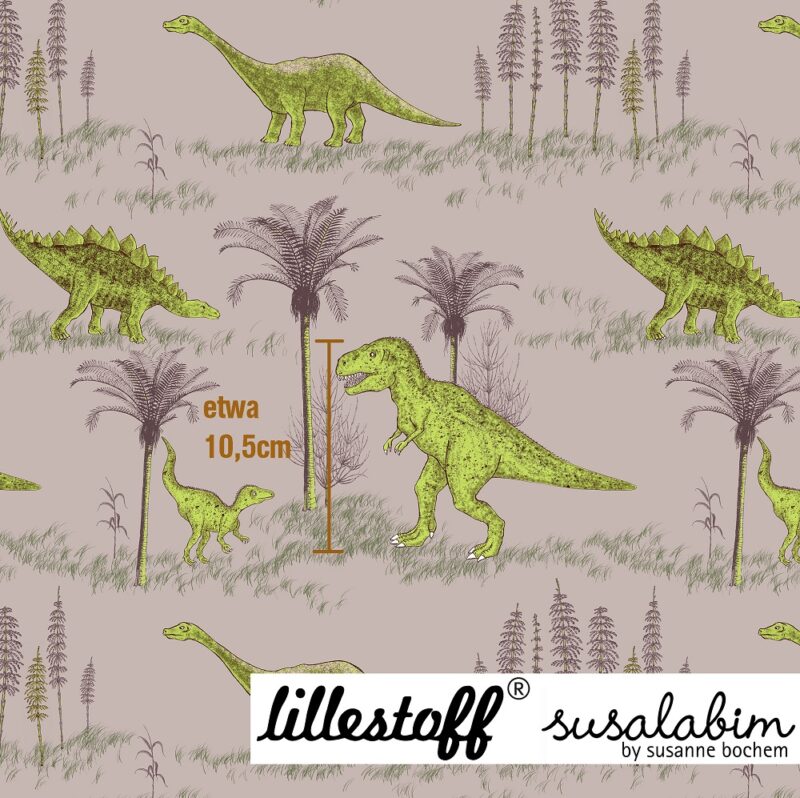 Lillestoff - Dinowelt (beigegrün)