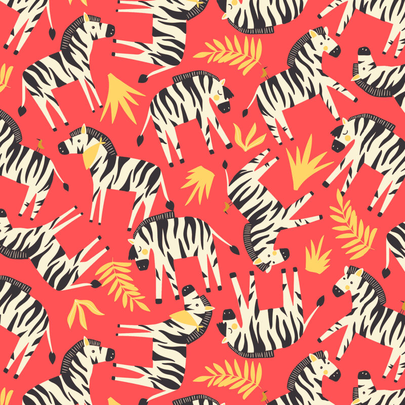 RJR Fabrics - Adventure - Finding Zebras - Coral