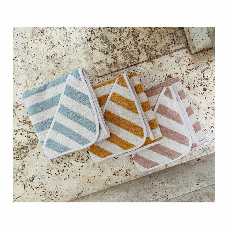 Alba Hooded Baby Towel - Y/D stripe: Yellow mellow/sandy