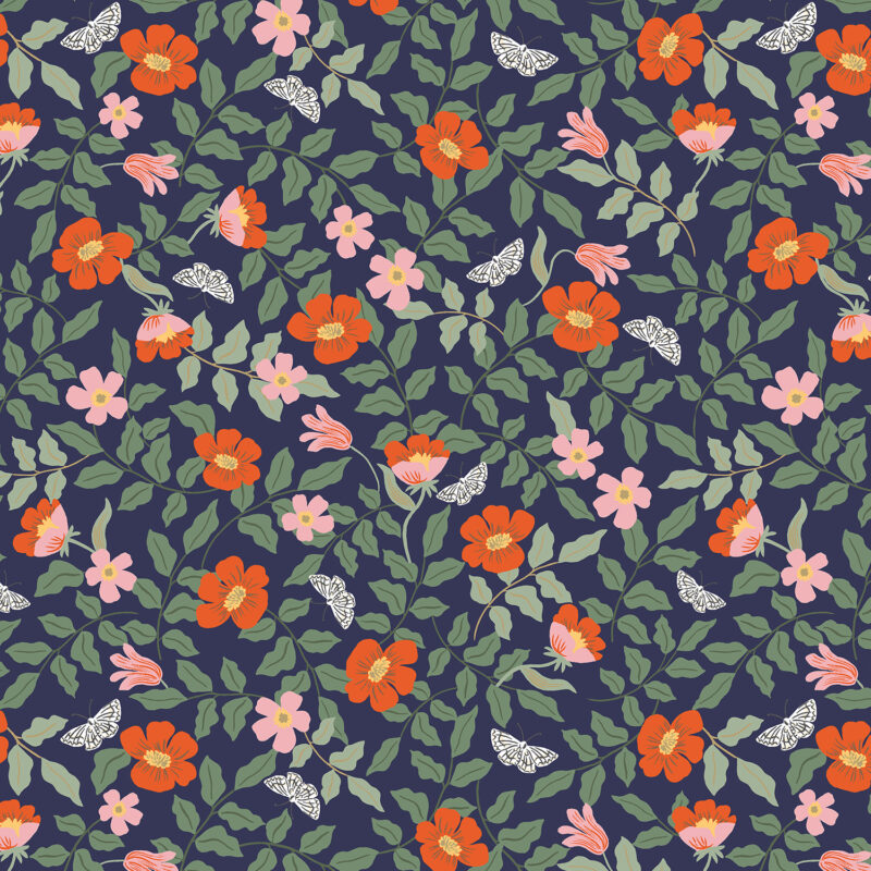 Cotton&Steel - Strawberry Fields - Primrose - Navy Fabric Cotton&Steel - Strawberry Fields - Primrose - Navy Fabric