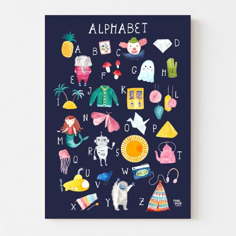 ABC Poster *Schöne Dinge* (dunkel) für Kinder