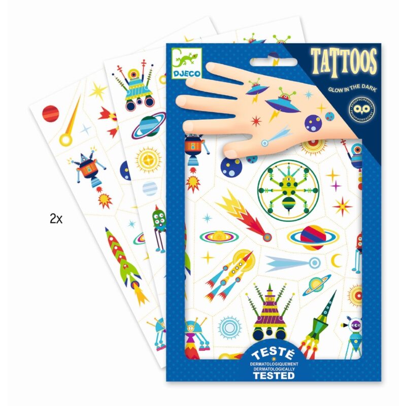 Tattoo Set mit 2 Bögen - Weltraum – Bild 4