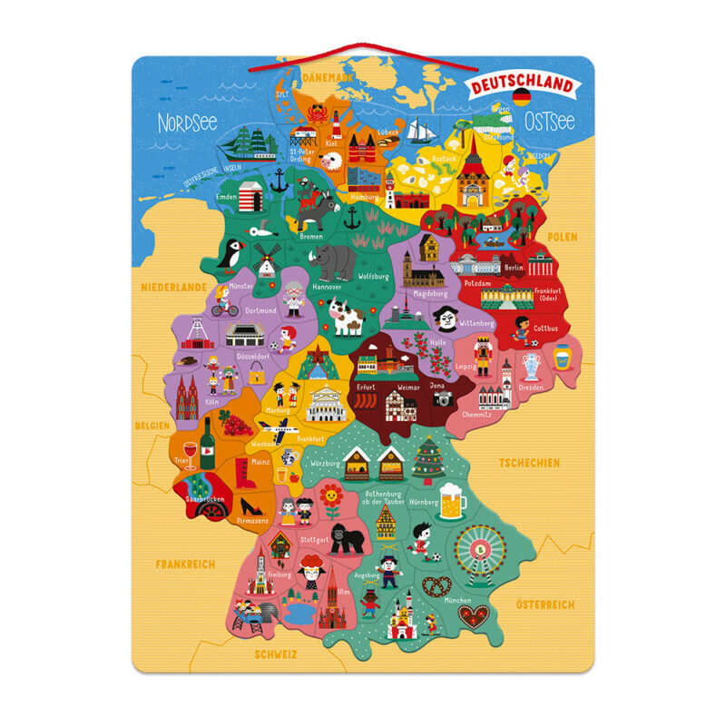 MAGNETISCHE LANDKARTE DEUTSCHLAND DEUTSCH (HOLZ)