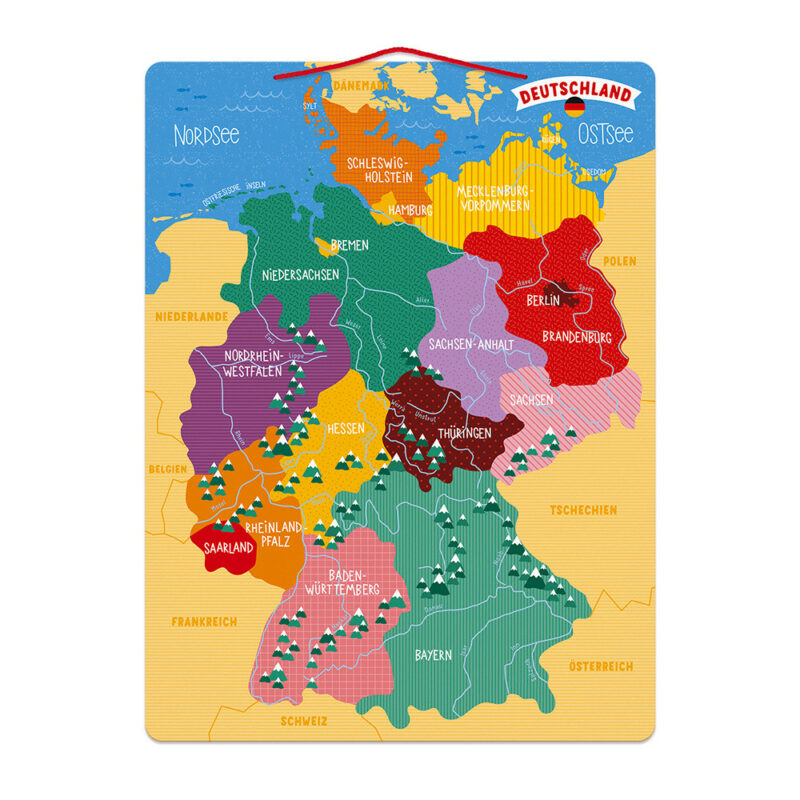 MAGNETISCHE LANDKARTE DEUTSCHLAND DEUTSCH (HOLZ)