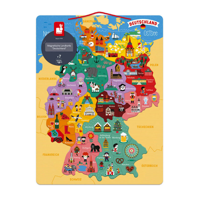 MAGNETISCHE LANDKARTE DEUTSCHLAND DEUTSCH (HOLZ)