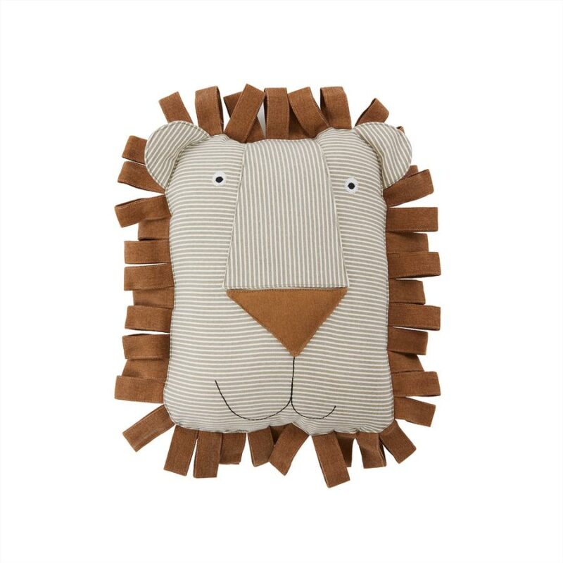 LOBO LION DENIM CUSHION - CARAMEL