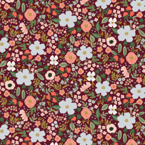 Cotton&Steel Fabrics - Garden Party - Wild Rose - Burgundy Metallic