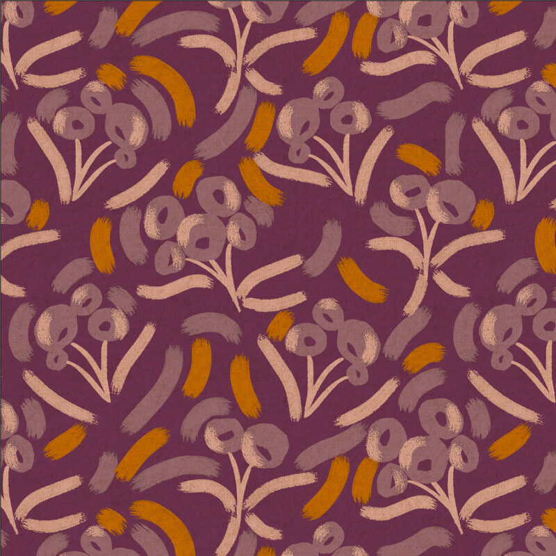 Cotton&Steel Fabrics - Glory - Luella - Cranberry Unbleached Canvas