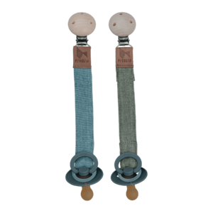 Fabelab - Pacifier Strap -Chambray Blue Spruce - Olive - 2 pack