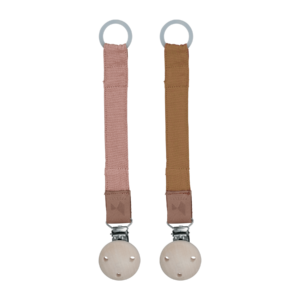 Fabelab - Pacifier Strap - Ochre - Old Rose - 2 pack