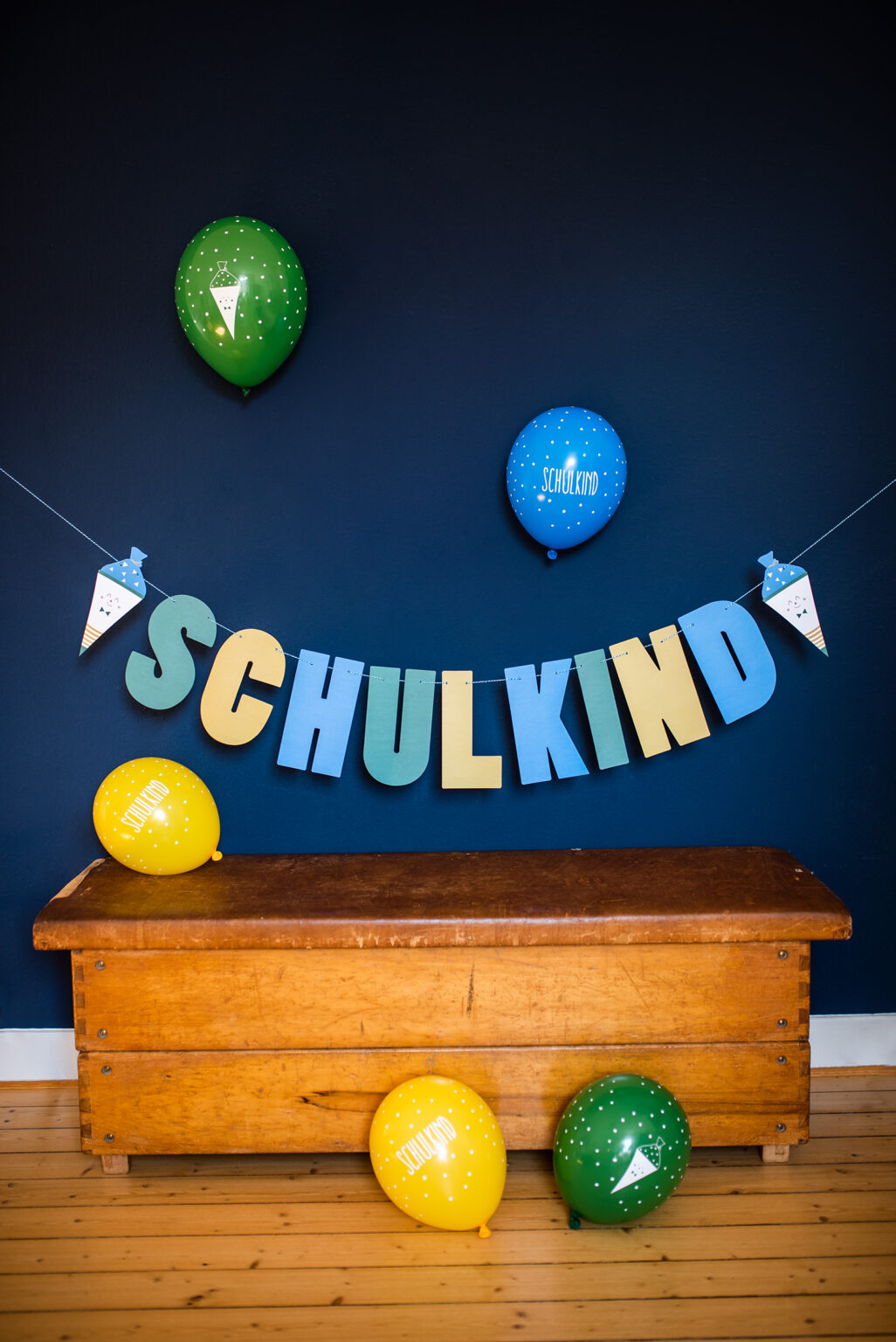 Luftballons "Schulkind" aus 100% Naturkautschuk – Blau / Grün / Gelb – Bild 3