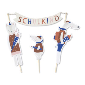 Ava&Yves - Cake Topper Hund/Katze/Maulwurf - "Schulkind"