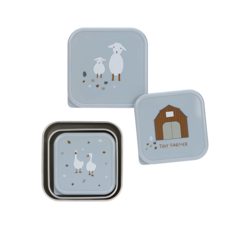 Snackbox aus Edelstahl für Kinder im 3er Set – Tiny Farmer Blau – Bild 3