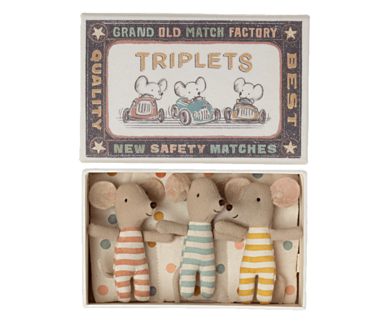 Maileg - Triplets Baby mice in matchbox