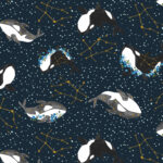 Cotton&Steel Fabrics - Cosmic Sea - Queen of the Sea - Majestic Blue Metallic