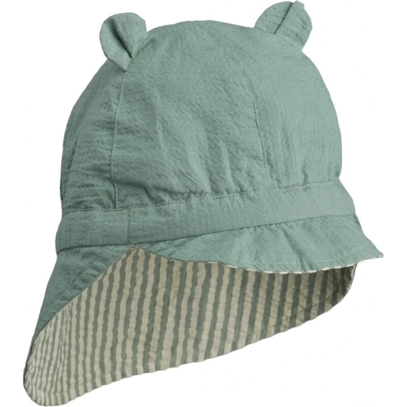 Wende-Sonnenhut "Gorm Reversible Seersucker Sun Hat" - Peppermint / Sandy 3-6 Monate – Bild 3