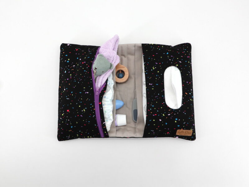 Windeltasche mit Namen "Confetti Multi On Black" – Bild 3