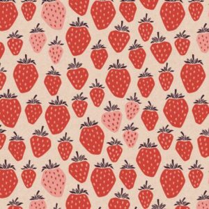 Cotton&Steel - Under the Apple Tree - Queen of Berries - True Red Unbleached Canvas