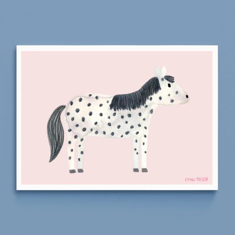 Frau Ottilie - Print A4 *Weißes Pferd mit Punkten*