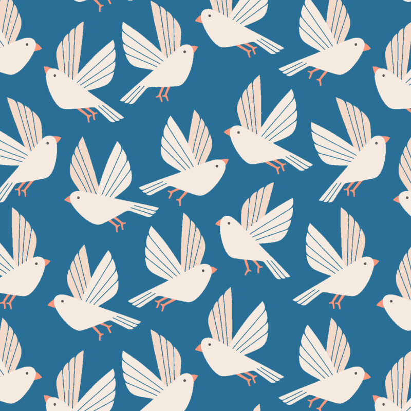Cotton&Steel Fabrics - Wild & Free - Free As A Bird - Mystical Blue Canvas
