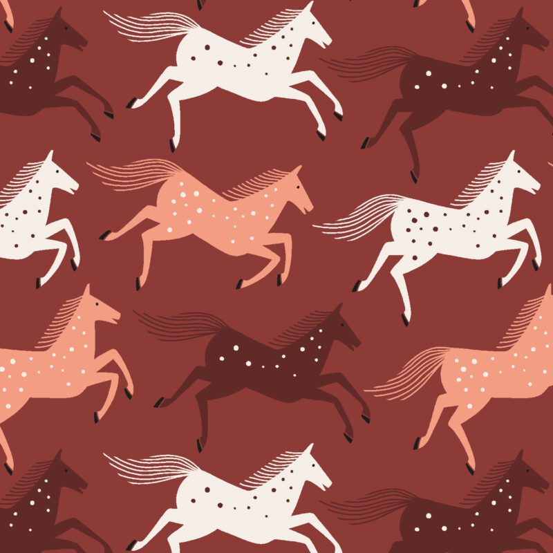 Cotton&Steel Fabrics - Wild & Free - Wild Horses - Warm Sienna Canvas
