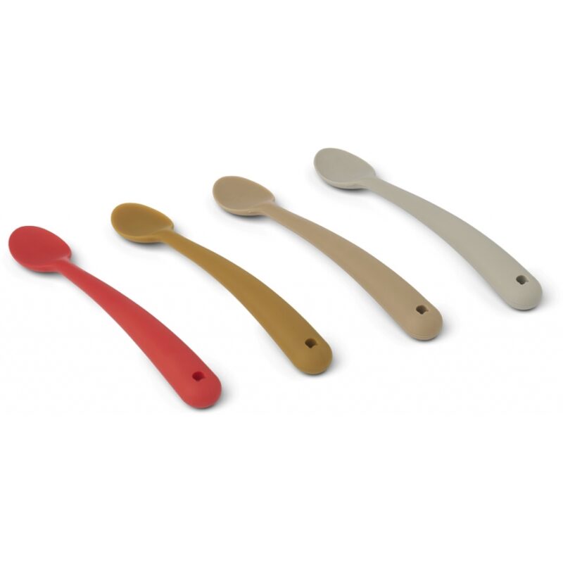 Löffel aus Silikon im 4er Set "Siv Feeding Spoon" – Apple Red Multi Mix – Bild 2