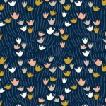 Cloud 9 - Floral Deco - Organic Tulip Navy RAYON