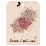 Luciole et Petit Pois - Haarspange - Three Stars - Multicolor Glitzer Pink Luciole et Petit Pois - Haarspange - Three Stars - Multicolor Glitzer Pink