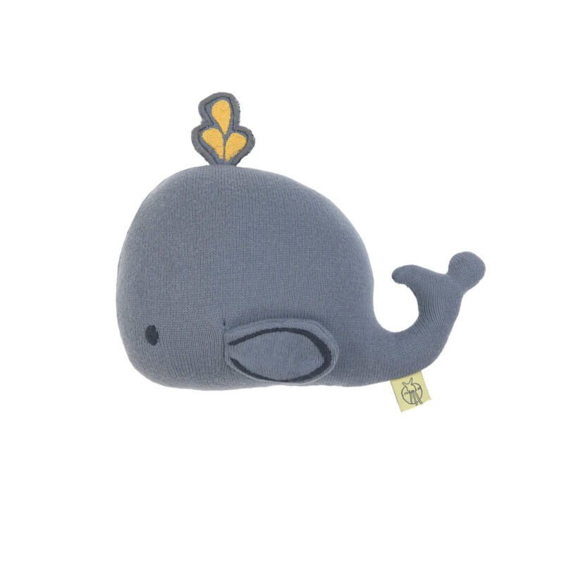 Lässig - Kuscheltier mit Rassel & Knisterpapier - Knitted Toy Little Water Whale