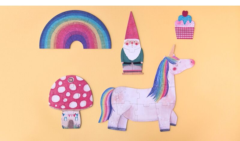 Progressives Wende-Puzzle "Happy Birthday Unicorn" –  5 Puzzle mit 2 bis10 Teilen – Bild 3