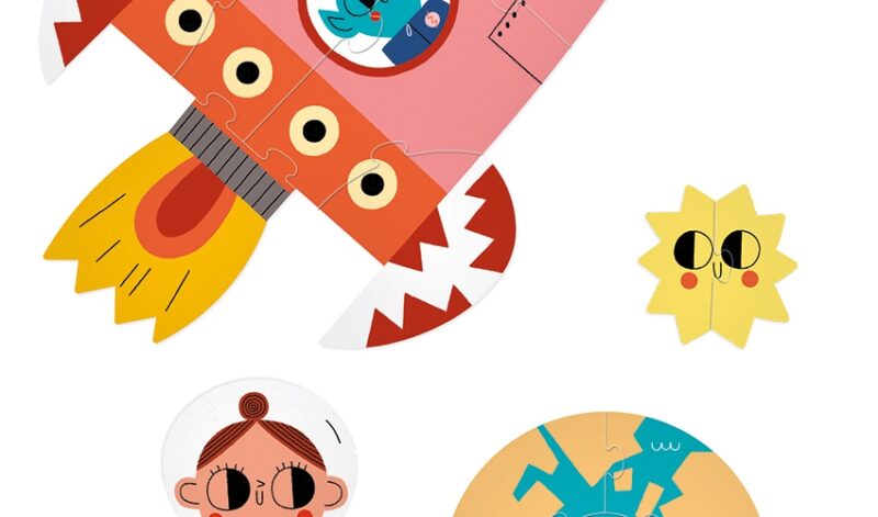 Progressives Wende-Puzzle "Valentina in Space" – 5 Puzzle mit 2 bis10 Teilen – Bild 2