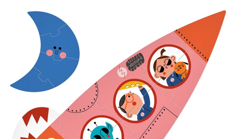 Progressives Wende-Puzzle "Valentina in Space" – 5 Puzzle mit 2 bis10 Teilen – Bild 3