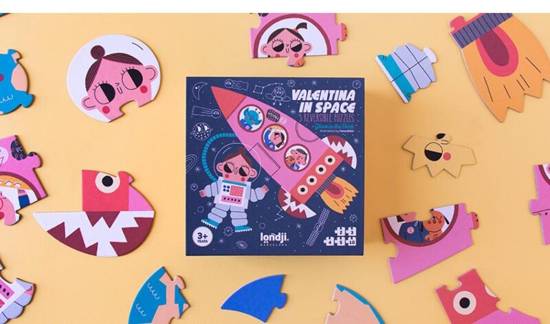 Progressives Wende-Puzzle "Valentina in Space" – 5 Puzzle mit 2 bis10 Teilen – Bild 6