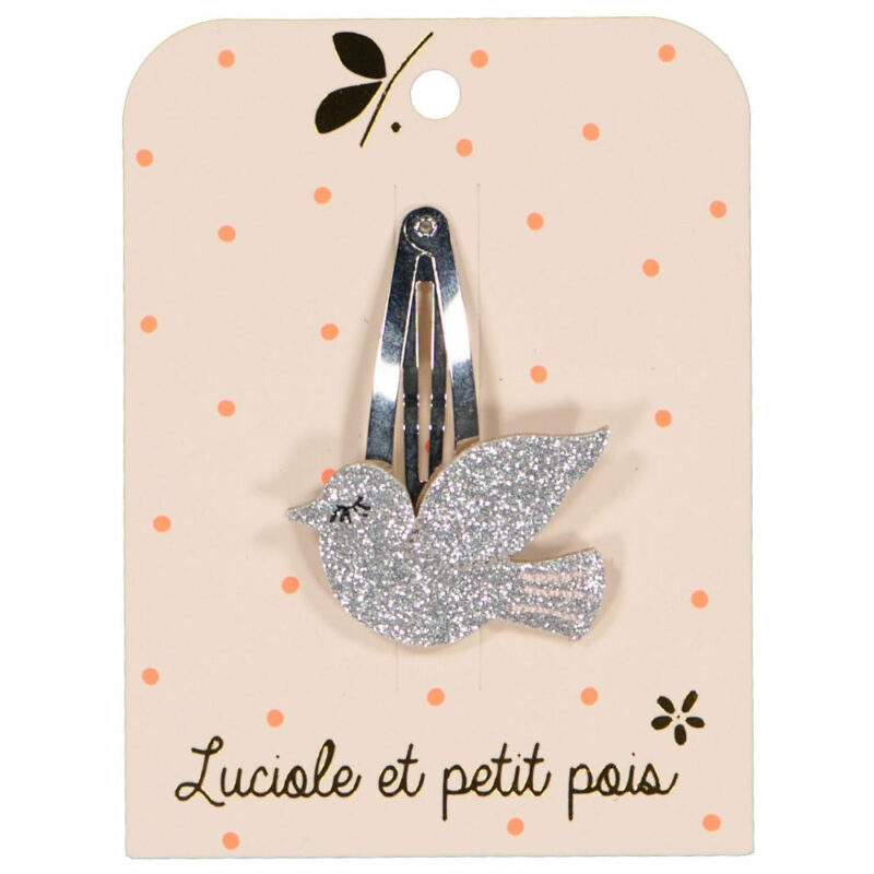 Luciole et Petit Pois - Dove hair clip - Silver glitter